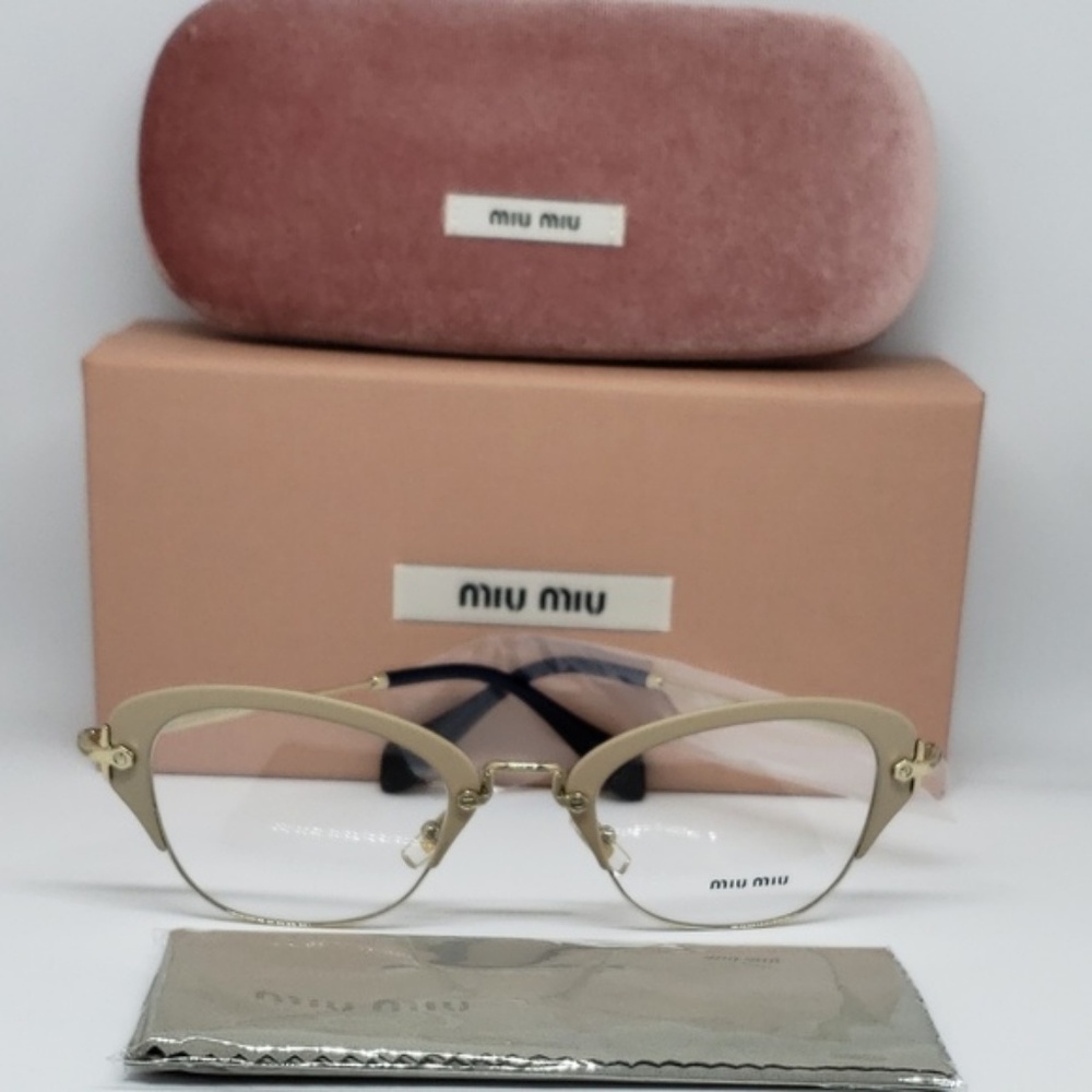 Miu Miu Rx Eyeglasses Matte Ivory In Gold Frame - Picture 7 of 7